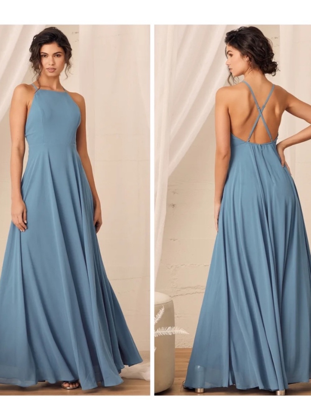 Lulus MYTHICAL KIND OF LOVE SLATE BLUE MAXI DRESS